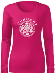 DRAGOWA Slim női hosszú ujjú póló hungary, rózsaszín 160g/m2