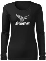 DRAGOWA Slim női hosszú ujjú póló turul, fekete 160g/m2