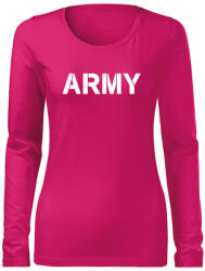 DRAGOWA Slim női hosszú ujjú póló army, rózsaszín 160g/m2