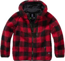 Brandit gyermek Teddyfleece kabát kapucnival, piros/fekete