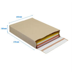 ORINK Csomagküldő webshop tasak 450x570x100mm, erős kraft papírból, E-green barna (42519)