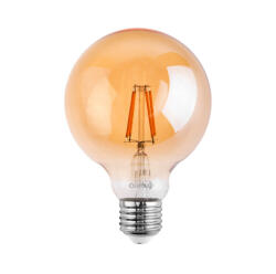 Lumileds Dekoratív gömb alakú LED izzó E27 G125 4W = 40W 470lm 2000K Meleg 360° Izzószál LUMILED Globe Borostyán (LEDZARMI818)