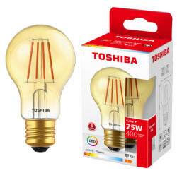 Toshiba E27 A60 LED izzó 4, 5W = 25W 400lm 2200K meleg izzószál borostyán TOSHIBA (TOSLIG2025)