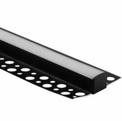 Ecolight Alumínium profil, süllyesztett, fekete, LED-hez, KARTON / GIPSZ lapokhoz, 2 m, matt lámpabúrával és Ecolight végzárókkal (ECOPRO0330MR)
