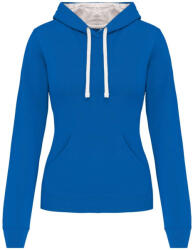 Kariban Női pulóver kontrasztos bélésű kapucnival, Kariban KA465, Light Royal Blue/White-L (ka465lro-wh-l)