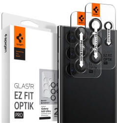 Samsung Spigen Ez Fit Optik Samsung Galaxy S23 Ultra Tempered kamera lencse fólia felhelyező kerettel, fekete (2db) (AGL05950) - phoner