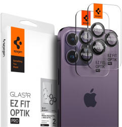 Apple Spigen "Glas. tR SLIM EZ Fit Optik Pro" Apple iPhone 14 Pro Max Tempered kameravédő fólia, fekete (2db) (AGL05205) - phoner