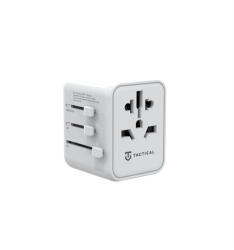 TACTICAL PTP világ utazó adapter töltő USB + Type-C, UK/US/AU/EU, fehér
