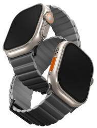 Uniq Revix Premium mágneses szilikon szíj Apple Watch 42/44/45/49mm, fekete/szürke (UNIQ-45MM-REVPCHRAGRY) - phoner