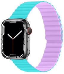 Phoner Rever Apple Watch forgatható mágneses szilikon szíj, 49/45/44/42mm, M/L, kék/lila - phoner