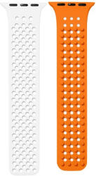 Phoner Spike Apple Watch szilikon szíj, 49/45/44/42mm, fehér/narancs - phoner