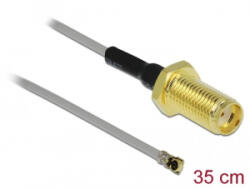 Delock antenna kábel SMA anya-apa MHF 4 -dugó 0.81 10mm 35cm (90398) (90398) - aqua