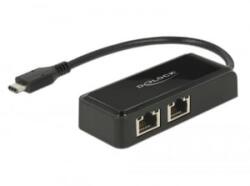 Delock Adapter SuperSpeed USB (USB 3.1 Gen 1) USB Type-C -> 2 x Gigabit LAN 10/100 (63927)