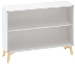 Alfa Office Alacsony szekrény Alfa Root üvegajtóval, 1 polc, 120 x 45, 8 x 88, 7 cm, fehér