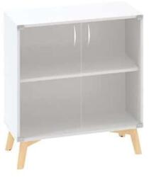 Alfa Office Alacsony szekrény Alfa Root üvegajtóval, 1 polc, 80 x 45, 8 x 88, 7 cm, fehér