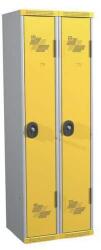 Acial hegesztett öltözőszekrény, 2 rekeszes, 300 mm, hengerzárral, szürke/sárga