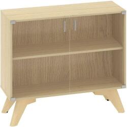 Alfa Office Alacsony szekrény Alfa Root üvegajtóval, 1 polc, 100 x 45, 8 x 88, 7 cm, tölgy