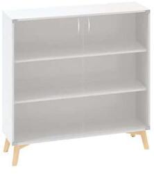 Alfa Office Alacsony szekrény Alfa Root üvegajtóval, 2 polc, 120 x 45, 8 x 121, 5 cm, fehér