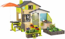 Smoby Căsuța Prietenilor cu echipament complet în culori naturale Friends House Evo Playhouse Smoby extensibilă (SM810228-2N) Casuta pentru copii