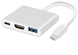  USB Type-C HUB adapter - Type-C + USB3.0 + HDMI fehér