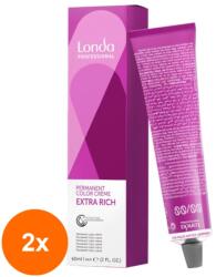 Londa Professional Set 2 x Vopsea de Par Permanenta Londa Professional Extra Rich, 4/07 Castaniu Mediu Natural Maro, 60 ml