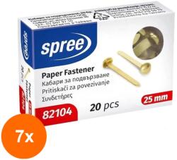 SPREE Set 7 x 20 Cleme Metalice pentru Documente 25 mm, Spree (HOK-7xKH-SP82104) Agrafa