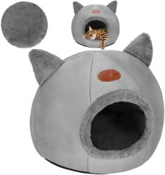Springos Macska fekhely párnával 37x31x36cm - Szürke (PA0239)