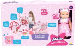 Maia Set de calatorie cu papusa bebelus, Maia, 15 accesorii Papusa