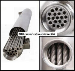  BRH hőcserelő 88 kW / ΔT 60°C-nál, 6/4"bm-2"bm, rozsdamentes, csavart-csöves. Tmax: 200°C, Pmax: 12 bar, Felület: 0, 64 m2, BRH-1270