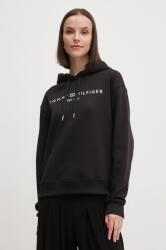 Tommy Hilfiger felső fekete, női, nyomott mintás, kapucnis, WW0WW43598 - fekete XXS