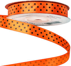 Valex Decor Fekete pöttyös szatén szalag 12mm x 20m - Sötét narancssárga (DRB12-54)