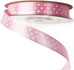 Valex Decor Fehér pöttyös szatén szalag 12mm x 20m - Rózsaszín (DRW12-18)
