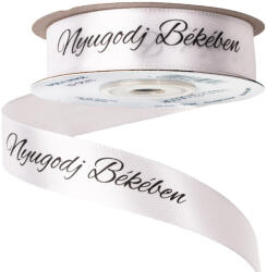 Valex Decor Nyugodj Békében" feliratos szatén gyász szalag 20mm x 20m - Fehér (DX20-51)