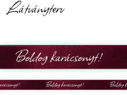 Boldog Karácsonyt! " feliratos szatén szalag 20mm x 20m - Wine red (CK20-81)