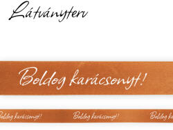  Boldog Karácsonyt! " feliratos szatén szalag 20mm x 20m - Bronz (CK20-84)