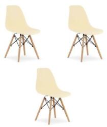 Scaun Bucatarie Si Dining OSAKA Polipropilena Crem / Picioare Natur x 3 Buc