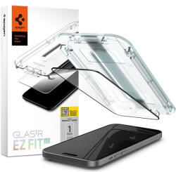 Apple Spigen Glas. tR EZ Fit HD Apple iPhone 15 Plus/ iPhone 16 Plus, tempered kijelzővédő fólia felhelyező kerettel, fekete (AGL06888) - phoner