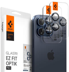 Spigen Glas. tR EZ Fit Optik Pro Apple iPhone 15 Pro/ iPhone 15 Pro Max, Tempered kameravédő fólia, kék titánium (2db) (AGL07164)