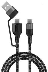 4smarts Combo CA USB / USB-C / USB-C szövet kombó töltő- és adatkábel, 1, 5m, fekete (4S468626) - phoner