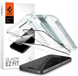 Apple Spigen Glas. tR EZ Fit Apple iPhone 15 Pro, tempered kijelzővédő fólia felhelyező kerettel, fekete (2db) (AGL06893) - phoner