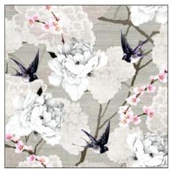  Szalvéta - Oriental flowers grey