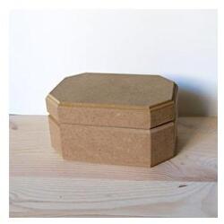  Hosszúkás hatszögletű MDF doboz, mérete: 13, 5x9, 5x6, 5 cm