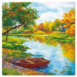  Szalvéta - festett táj folyóval