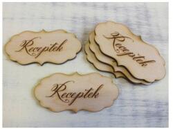  Natúr fa „Receptek gravírozott fodros tábla. Mérete: 7x3, 3 cm