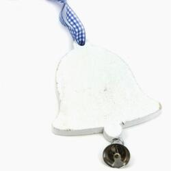  Fehér fa harang csengővel. Mérete: 9x14 cm