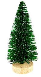  Fenyőfa glitteres zöld, fa talppal, magassága: 10 cm