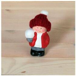  Kötött sapkás hógolyós figura, mérete: 45x80x45 mm