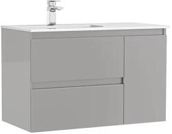 Gala Set dulap baza suspendat Gala Daily gri 2 sertare 1 usa si lavoar 90 cm (7895230)
