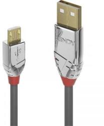 Lindy USB 2.0 Csatlakozókábel [1x USB 2.0 dugó, A típus - 1x USB 2.0 dugó, mikro B típus] 1.00 m Szürke