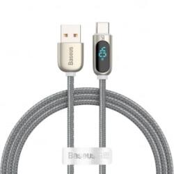 Baseus USB-A - USB-C kábel kijelzővel 1m ezüst (CATSK-0S)